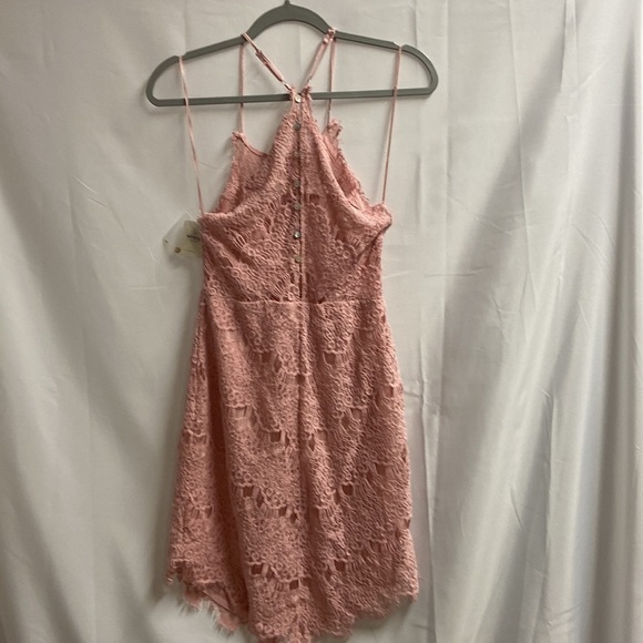 Free People She's Got It Lace Button Back Mini Dress Rose Pink Size Small NWT - Picture 6 of 8